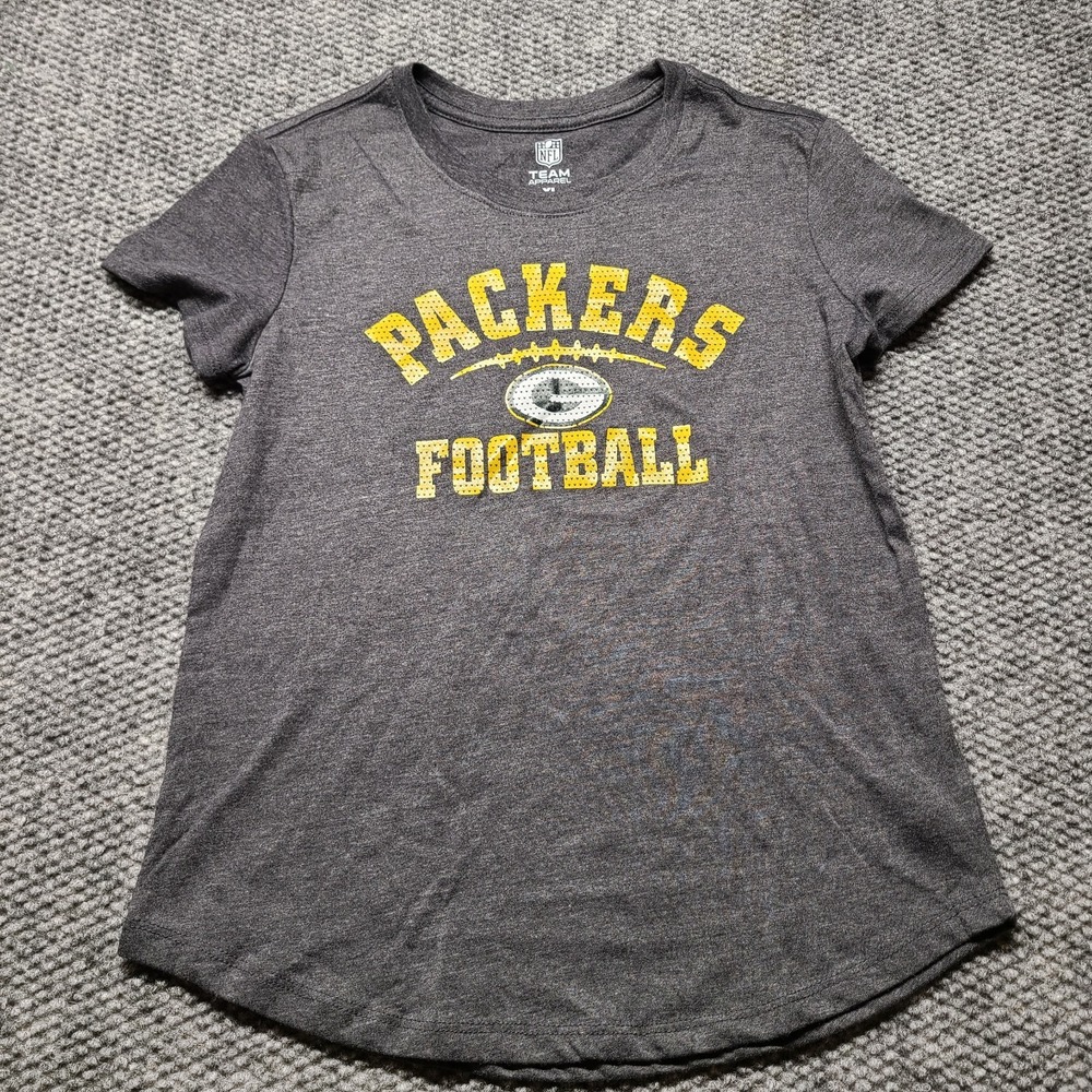 Green Bay Packers T-Shirt Girls XL Dark Gray NFL Team Apparel Football Sports